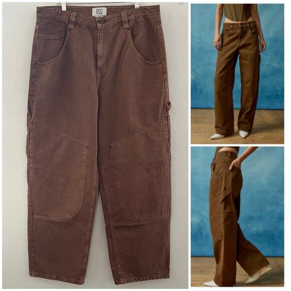 Urban Outfitters BDG Bella Baggy Carpenter Jeans Women's Size 34 Brown Loose NWT - Picture 1 of 12